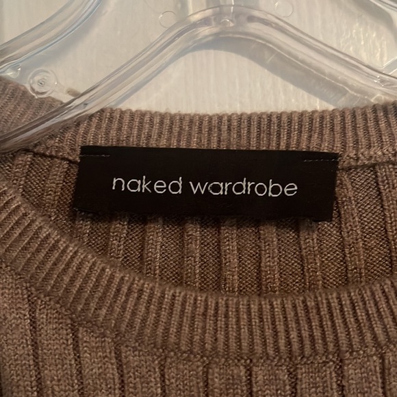 Naked Wardrobe Ribbed Long Sweater Dress with a Slit Size M - Picture 3 of 6